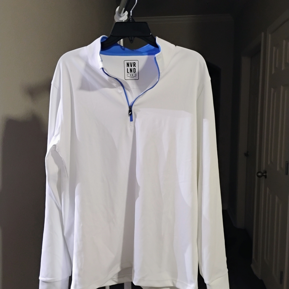 NVR LND White and Blue Zip-Up Jacket